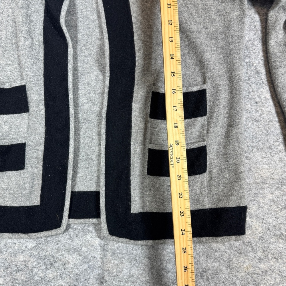 Neiman Marcus Gray Black Cashmere Cardigan Open Front Quiet Luxury Minimalist M - Picture 10 of 14